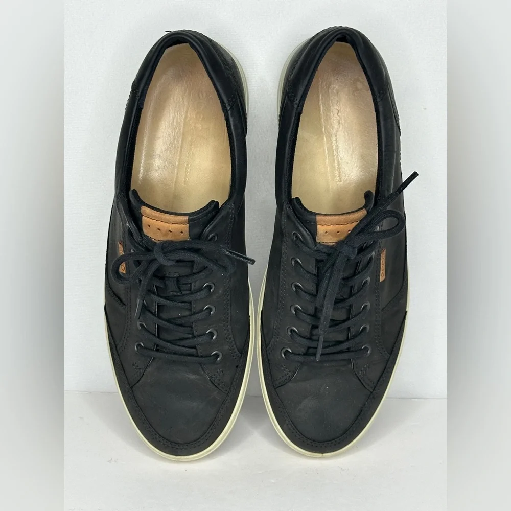 ECCO Soft 7 Sneakers Black Casual‎ Leather Lace Up Low Top Sz 12